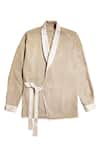 Dash and Dot_Beige 4% Viscose Plain Side Tie-up Jacket  _Online_at_Aza_Fashions