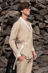 Shop_Dash and Dot_Beige 4% Viscose Plain Side Tie-up Jacket  _Online_at_Aza_Fashions