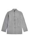 Dash and Dot_Grey Viscose Plain Knotted Jacket  _Online_at_Aza_Fashions