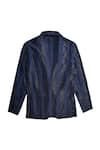 Buy_Dash and Dot_Blue Polyester Embroidery Stripe Pattern Blazer  _Online_at_Aza_Fashions