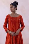 Buy_Taisha_Orange Kurta Handwoven Antique Banarasi Embroidered Kalidaar And Churidar Set _Online_at_Aza_Fashions