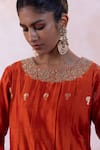 Shop_Taisha_Orange Kurta Handwoven Antique Banarasi Embroidered Kalidaar And Churidar Set _Online_at_Aza_Fashions