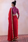 Shop_Taisha_Multi Color Saree Pure Silk Satin Embroidered Border With Blouse _at_Aza_Fashions