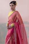 Shop_Taisha_Multi Color Saree Pure Tissue Silk Embroidered Border With Blouse _Online_at_Aza_Fashions