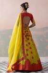 Shop_Taisha_Yellow , Organza Embroidery, Mughal Jaal Patch Bridal Lehenga Set _at_Aza_Fashions