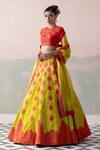 Buy_Taisha_Yellow , Organza Embroidery, Mughal Jaal Patch Bridal Lehenga Set _Online_at_Aza_Fashions