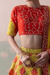 Shop_Taisha_Yellow , Organza Embroidery, Mughal Jaal Patch Bridal Lehenga Set _Online_at_Aza_Fashions