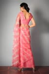 Shop_SAKSHAM & NEHARICKA_Pink Silk Organza Saree With Blouse Fabric _at_Aza_Fashions