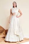 Buy_Reeti Arneja_Ivory Organza, Taffeta Cut Day Dream And Cutdana Embroidered Bridal Lehenga Set _at_Aza_Fashions