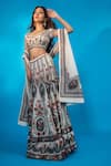 Buy_Rohit Bal_Ivory Chanderi Silk Floral Pattern Scoop Neck Bridal Lehenga Set _at_Aza_Fashions