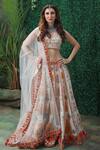 Buy_Archana Kochhar_White Lehenga And Blouse Raw Silk Dupatta Net Printed V Neck Rajeen Set _at_Aza_Fashions