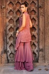 Mehak Murpana_Pink Georgette Embroidery Sequin Jacket Open Sharara Set _Online_at_Aza_Fashions