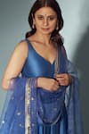 PRIYAL PRAKASH_Blue Anarkali Chanderi Embroidered Zari And Sequin Work Leaf Set With Dupatta _at_Aza_Fashions