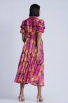 Shop_Ekastories_Pink Cotton V-neck Floral Print Midi Dress _at_Aza_Fashions