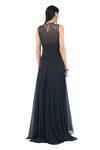 Shop_Rohit Gandhi + Rahul Khanna_Blue Silk, Georgette Beads, Crystals Round Neck Nebula Beaded Gown _at_Aza_Fashions