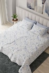 Buy_Houmn_White Cotton Floral Blooms Print Bedsheet Set _at_Aza_Fashions