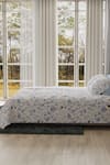 Houmn_White Cotton Floral Blooms Print Bedsheet Set _Online_at_Aza_Fashions