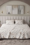 Shop_Houmn_White Cotton Floral Urbanite Print Bedsheet Set _at_Aza_Fashions