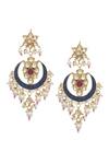 Buy_Maisara Jewelry_Blue Pearls, Stones Embellished Cut Work Chandbalis _at_Aza_Fashions
