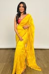 Shop_Mint N Oranges_Yellow Saree Pure Chanderi Silk Woven Zari Stripe Plain With Blouse Piece 