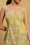 Shop_Akriti by Ritika_Yellow Silk Embroidery Mirror Square Neck Jalpari Kurta Sharara Set _Online_at_Aza_Fashions