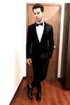 Shop_Rohit Gandhi + Rahul Khanna_Black Crepe Stella Classic Tuxedo And Trouser Set _at_Aza_Fashions