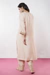 Shop_Pants and Pajamas_Beige Chanderi Embroidery Zari Thread Round Kurta _at_Aza_Fashions