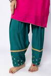 Pants And Pajamas_Pink Chanderi Sequins, Zari, Embroidery Round Neck Floral Kurta And Pant Set _at_Aza_Fashions
