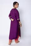 Shop_Pants and Pajamas_Purple Chanderi Embroidery Zari Thread Round Floral Yoke Kurta And Pant Set _at_Aza_Fashions