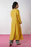 Shop_Pants and Pajamas_Yellow Chanderi Embroidery Zari Thread Round Work Kurta Pant Set _at_Aza_Fashions