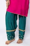 Pants And Pajamas_Pink Chanderi Embroidery, Sequins Round Neck Floral Kurta Pant Set _at_Aza_Fashions