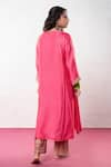 Shop_Pants and Pajamas_Pink Chanderi Embroidered Sequin Round Neck Zari And Kurta _at_Aza_Fashions