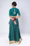 Shop_Pants and Pajamas_Green Lehenga And Blouse Chanderi Embroidered Floral V Neck Set _at_Aza_Fashions