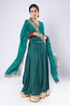 Pants and Pajamas_Green Chanderi Embroidered Kiran And Gota Lace Work Border Lehenga Skirt _Online_at_Aza_Fashions