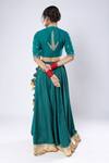 Shop_Pants and Pajamas_Green Chanderi Embroidered Kiran And Gota Lace Work Border Lehenga Skirt _at_Aza_Fashions