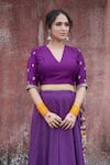 Shop_Pants and Pajamas_Purple Chanderi Embroidered Kiran And Gota Lace Work Border Lehenga Skirt _Online_at_Aza_Fashions