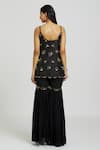 Nitisha Kashyap Official_Black Silk, Georgette, Net Sequins, Beads, Embroidery Round Kurta Gharara Set _Online_at_Aza_Fashions