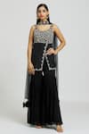 Buy_Nitisha Kashyap Official_Black Silk, Georgette, Net Sequins, Beads, Floral And Kurta Gharara Set _at_Aza_Fashions