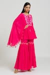 Nitisha Kashyap Official_Pink Georgette Embroidered Beads Round Work Kaftan And Gharara Set _Online_at_Aza_Fashions