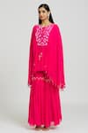 Buy_Nitisha Kashyap Official_Pink Georgette Embroidered Beads Round Work Kaftan And Gharara Set _Online_at_Aza_Fashions