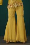 Buy_MINAKI_Yellow Satin Embroidery Floral V Neck Tunic With Sharara _Online_at_Aza_Fashions