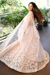 Kalighata_Pink Net Cut Work, Sequins Floral Cutdana And Embellished Bridal Lehenga Set _Online_at_Aza_Fashions