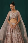 Buy_MINAKI_Pink Chanderi And Organza Embroidery Floral Tear Drop Bridal Lehenga Set _Online_at_Aza_Fashions