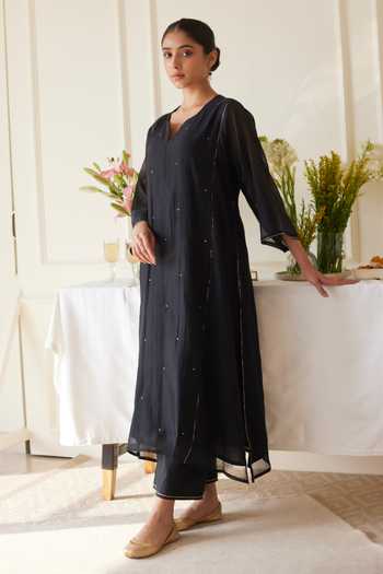 Juanita- Handwoven chanderi Red Kurta