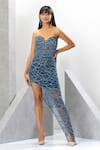 Buy_Eli Bitton_Blue Polyester Sequins, Crystals Sweetheart Neck Scallop Fringe Embroidered Gown _at_Aza_Fashions