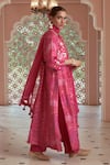 Shop_Megha Pitti_Pink Bemberg Silk Printed Floral Round Kurta Pant Set _at_Aza_Fashions