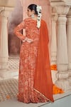 Shop_Megha Pitti_Orange Bemberg Silk Printed Floral V Neck Anarkali Pant Set _at_Aza_Fashions