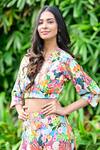 Buy_Sayisha_Multi Color Chinon Printed Floral V-neck Crop Top And Palazzo Set 