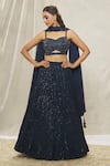 Buy_Alaya Advani_Blue Georgette Hand Embroidered Sequin Floral Bead Blouse Lehenga Set _at_Aza_Fashions