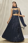 Buy_Alaya Advani_Blue Georgette Hand Embroidered Sequin Floral Bead Blouse Lehenga Set _Online_at_Aza_Fashions